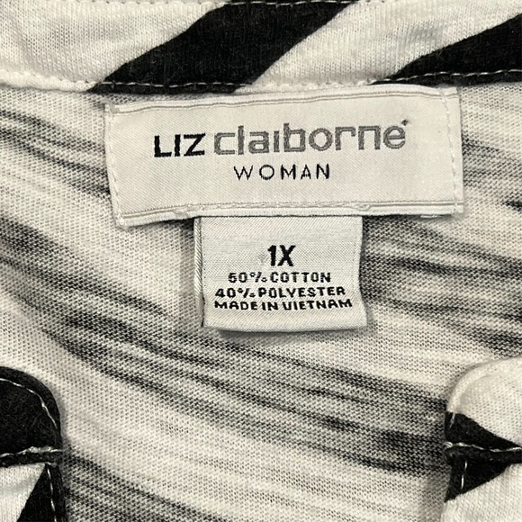 Liz Claiborne Blouse Top Zebra Print Button Accent Shoulder Plus Women's 1X‎ - Picture 4 of 9
